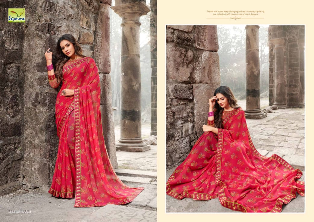 KASAK BY SEYMORE PRINTS HEAVY GEORGETTE WITH FANCY BORDER PRINTED SAREE TRADER