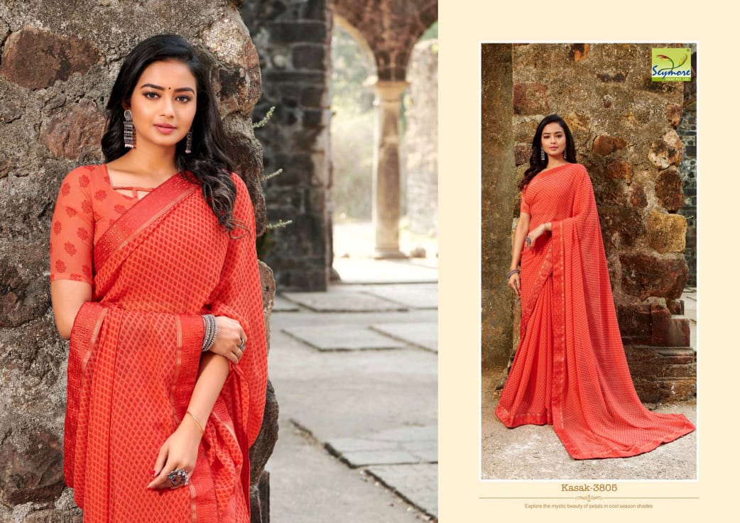 KASAK BY SEYMORE PRINTS HEAVY GEORGETTE WITH FANCY BORDER PRINTED SAREE TRADER