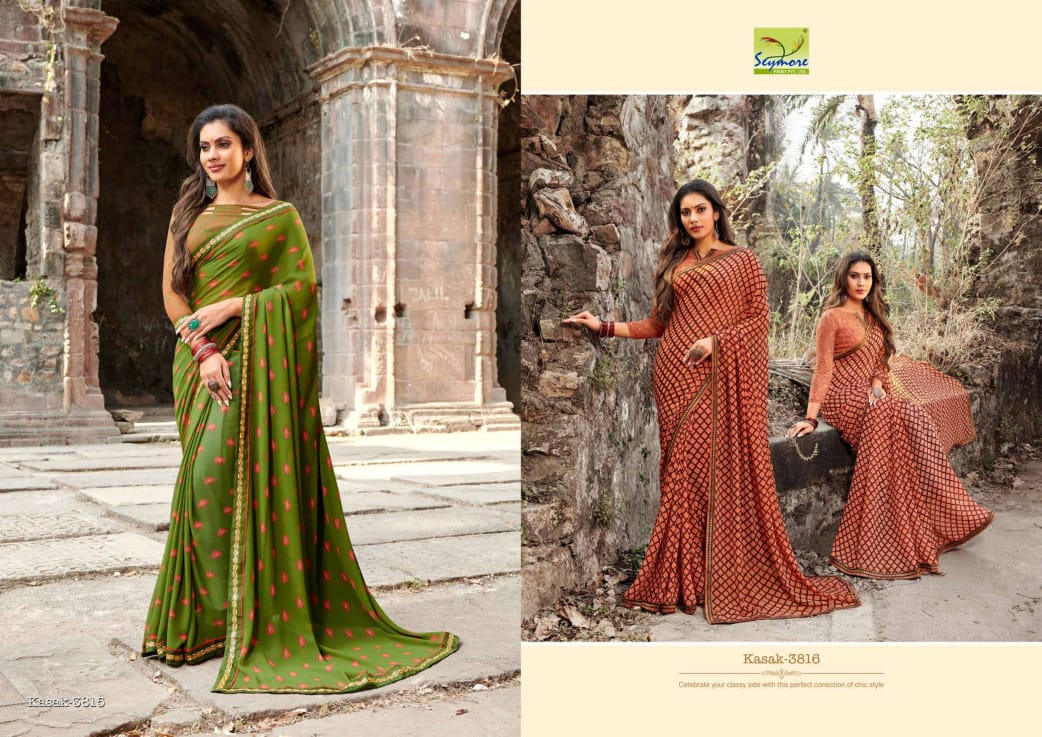 KASAK BY SEYMORE PRINTS HEAVY GEORGETTE WITH FANCY BORDER PRINTED SAREE TRADER