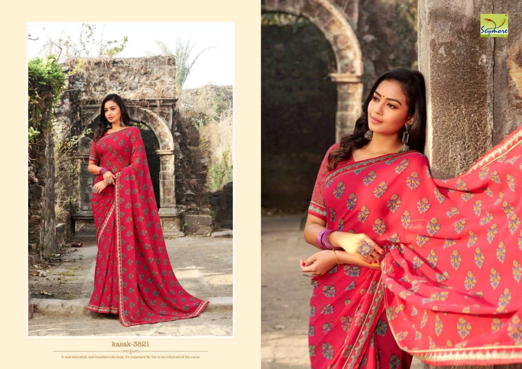KASAK BY SEYMORE PRINTS HEAVY GEORGETTE WITH FANCY BORDER PRINTED SAREE TRADER