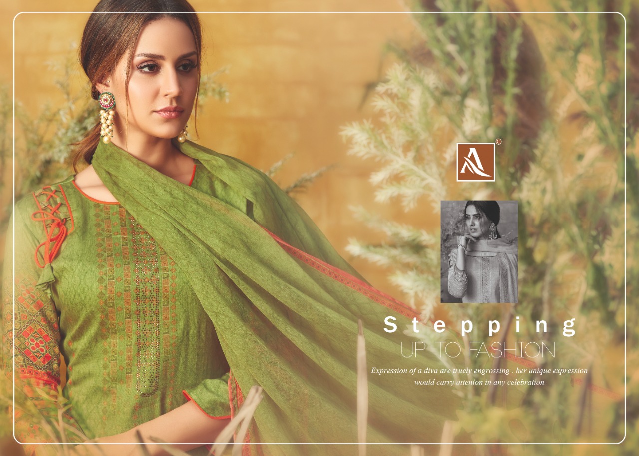 KAVISHA BY ALOK SUIT JAM COTTON DIGITAL PRINTED SWAROVSKI WORK SALWAR SUIT