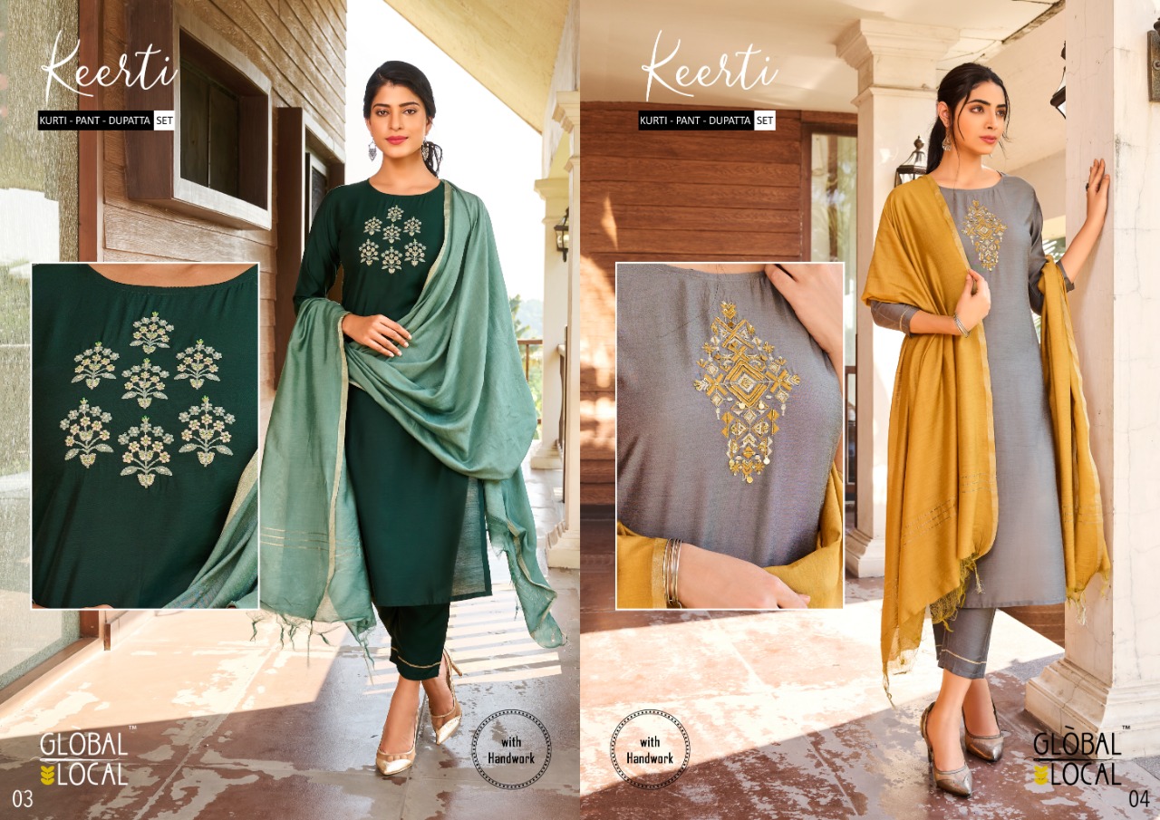 KEERTI BY GLOBAL LOCAL MUSLIN READYMADE KURTI BOTTOM WITH DUPATTA