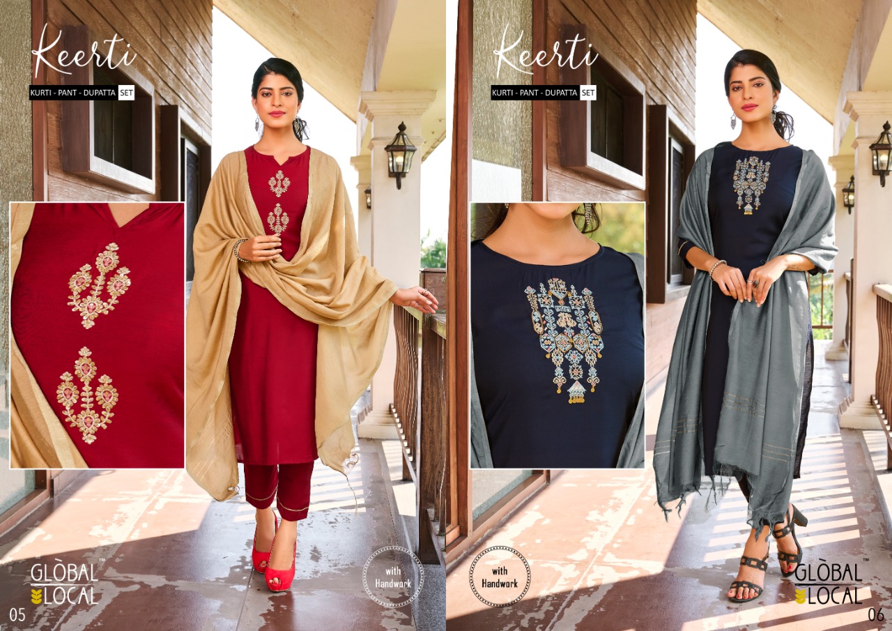 KEERTI BY GLOBAL LOCAL MUSLIN READYMADE KURTI BOTTOM WITH DUPATTA