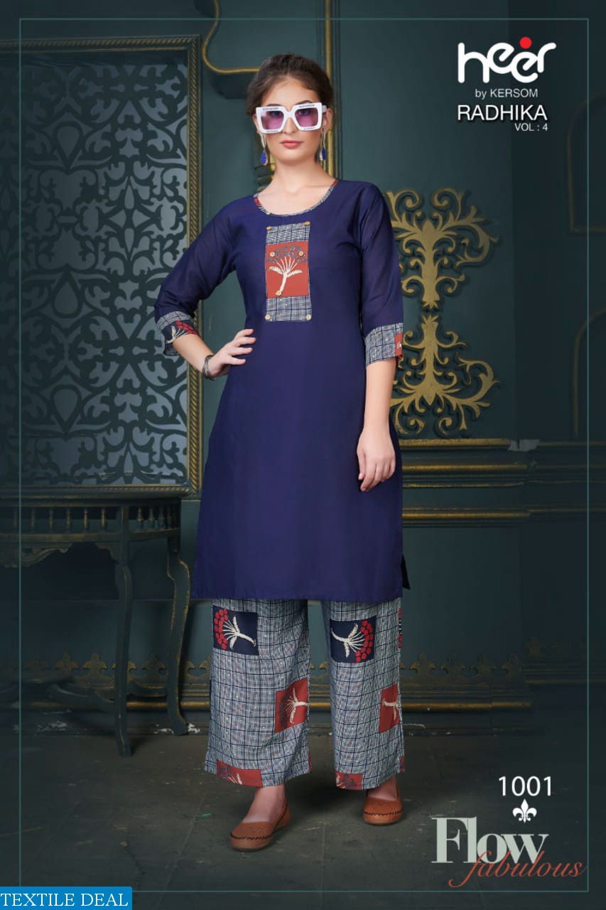 KERSOM HEER RADHIKA VOL 4 COTTON KURTI WITH PLAZZO WHOLESALE PRICE