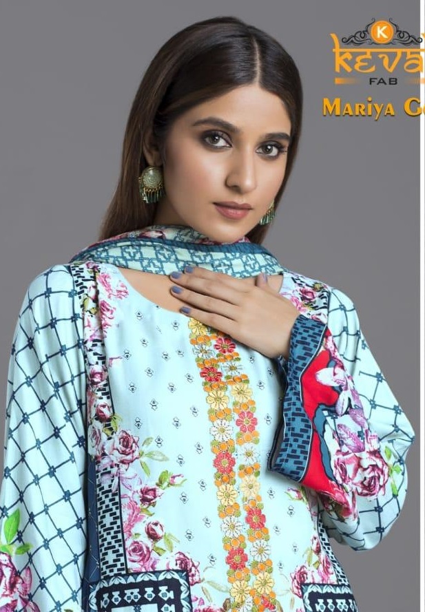 KEVAL FAB MARIYA GOLD PURE LAWN PRINTED PAKISTANI DRESS MATERIALS