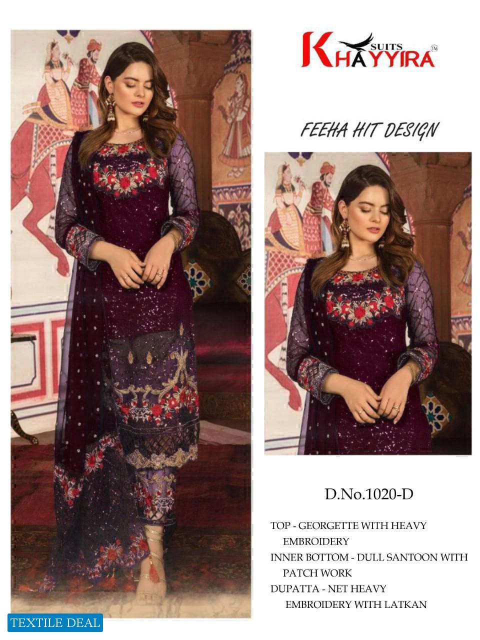 KHAYYIRA SUITS FEEHA HIT DESIGNS GEORGETTE EMBROIDERY PAKISTANI SUITS