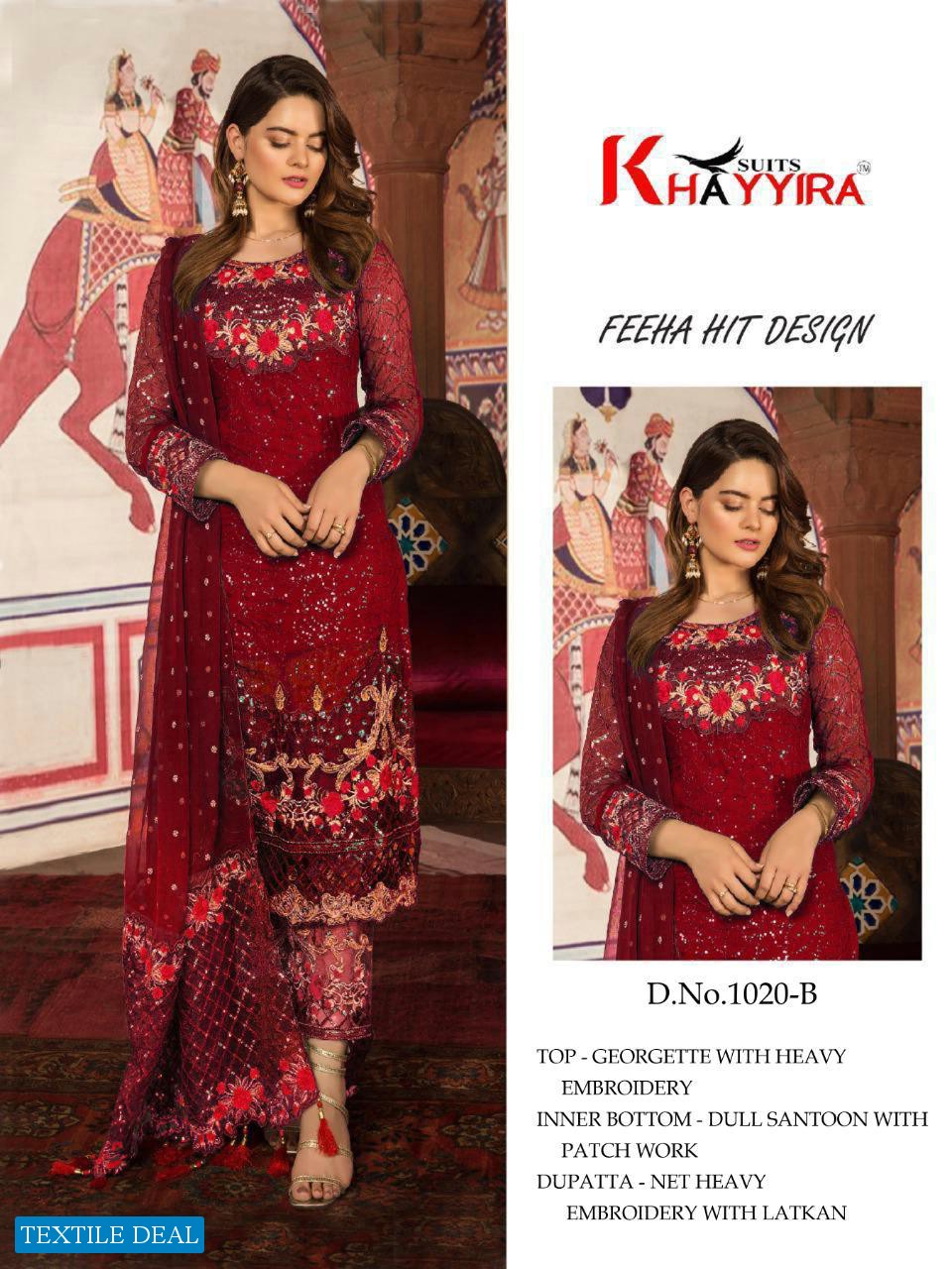 KHAYYIRA SUITS FEEHA HIT DESIGNS GEORGETTE EMBROIDERY PAKISTANI SUITS