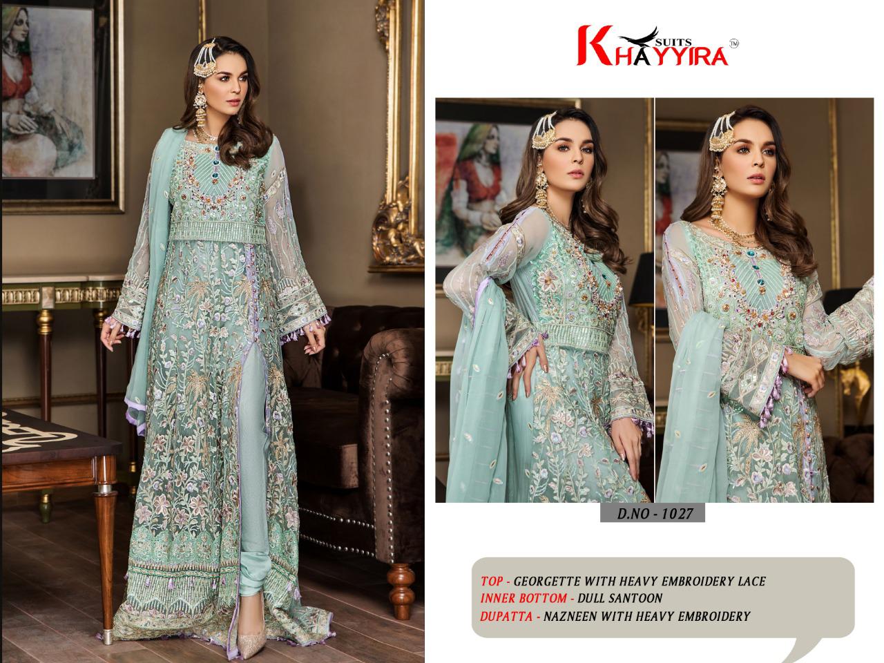 KHAYYIRA SUITS MARYAMS GOLD GEORGETTE PAKISTANI DRESS MATERIALS SELLER