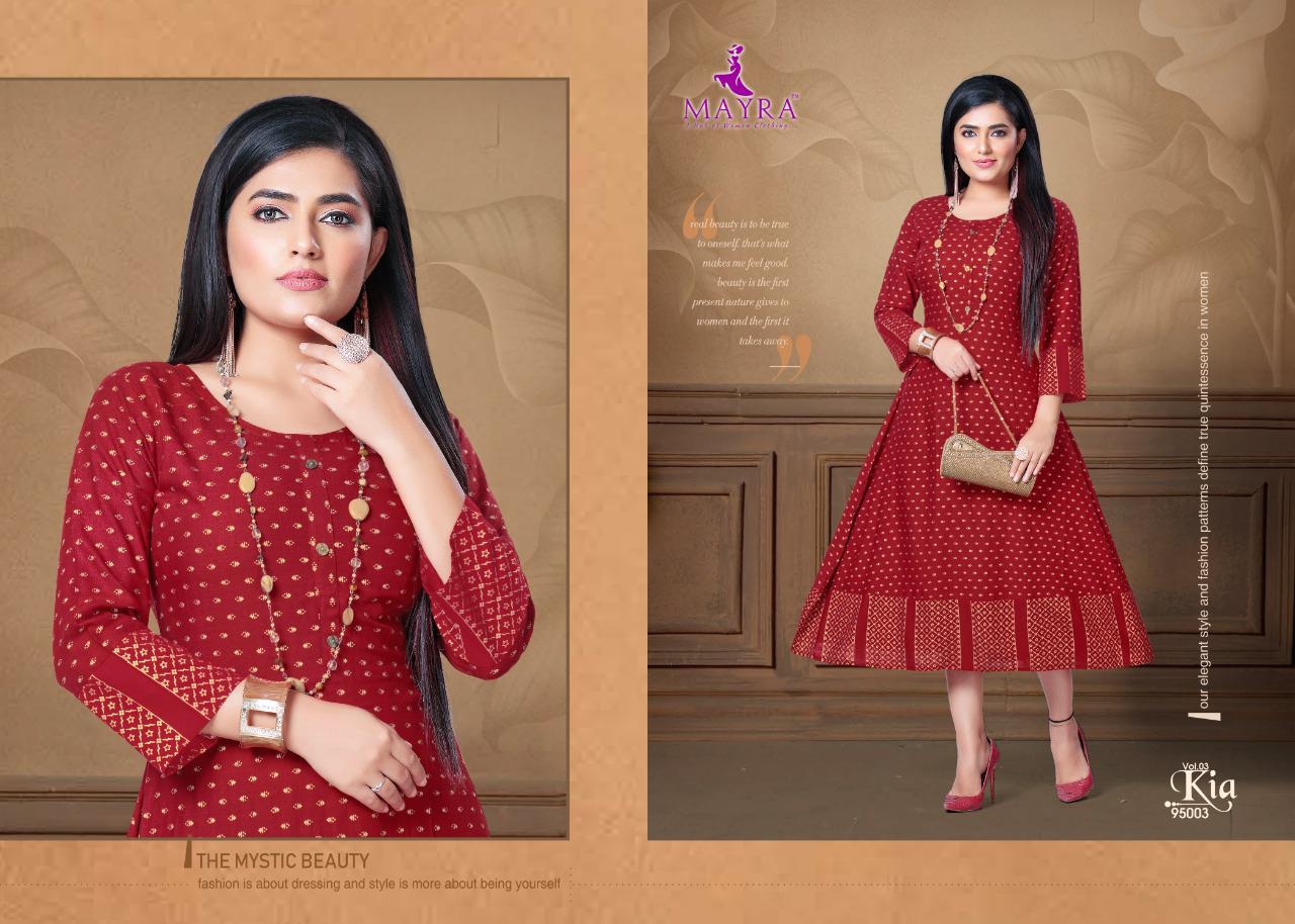 KIA VOL 3 BY MAYRA RAYON SLUB ANKLE LENGHT LATEST GOOD LOOKING KURTI EXPORTER