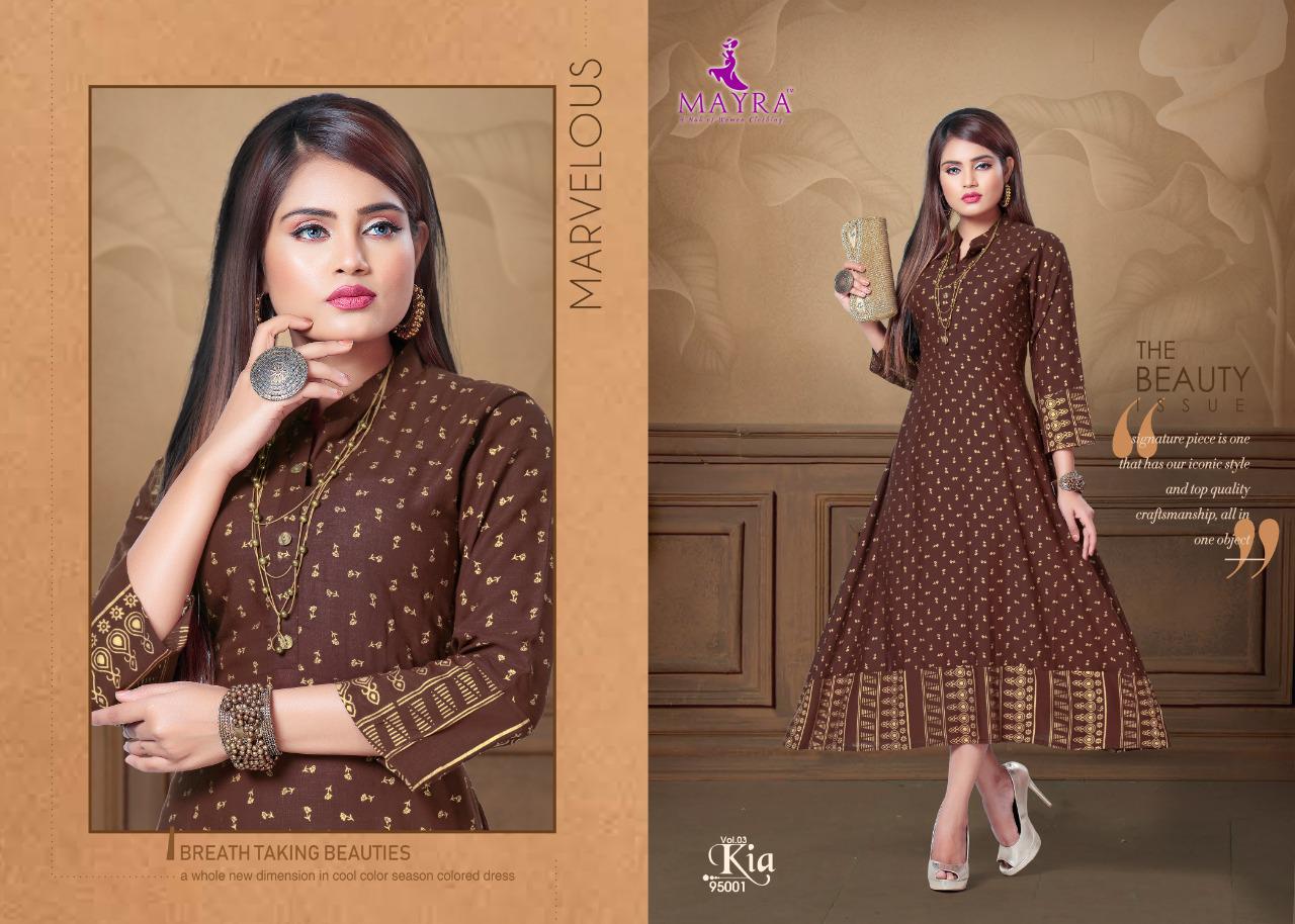 KIA VOL 3 BY MAYRA RAYON SLUB ANKLE LENGHT LATEST GOOD LOOKING KURTI EXPORTER