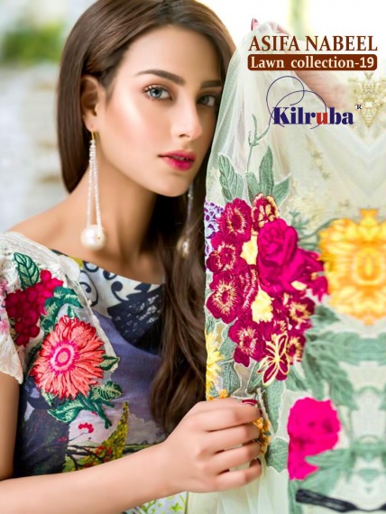 KILRUBA ASIFA NABEEL NX LAWN COLLECTION 19 COTTON PAKISTANI CONCEPT OF SUITS