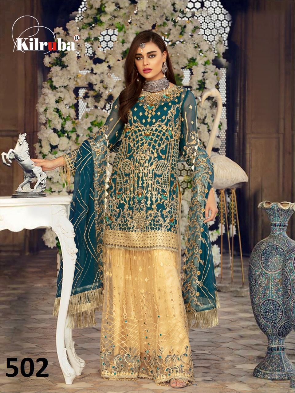 KILRUBA JANNAT BRIDAL COLLECTION GEORGETTE HEAVY EMBROIDERY WORK DESIGNER PAKISTANI SUITA CONCEPT