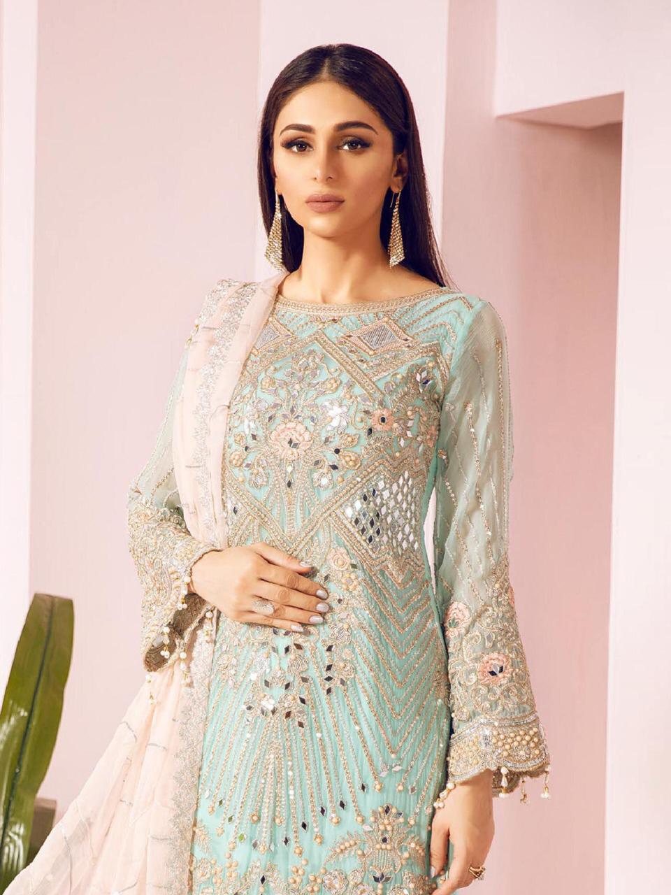 KILRUBA JANNAT FREESIA GEORGETTE NET PAKISTANI DRESS MATERIALS