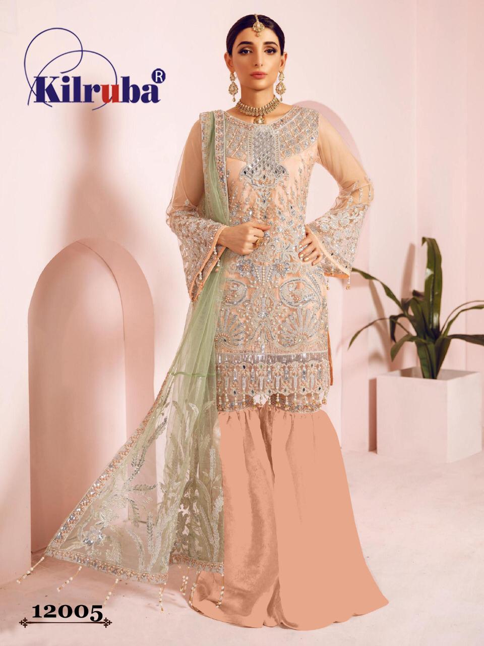 KILRUBA JANNAT FREESIA GEORGETTE NET PAKISTANI DRESS MATERIALS