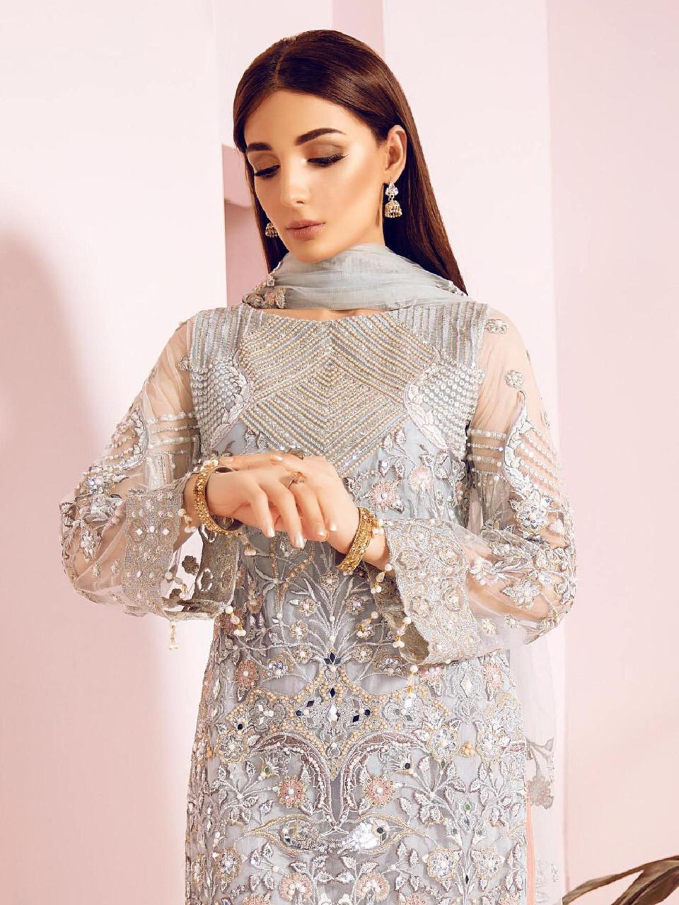 KILRUBA JANNAT FREESIA GEORGETTE NET PAKISTANI DRESS MATERIALS