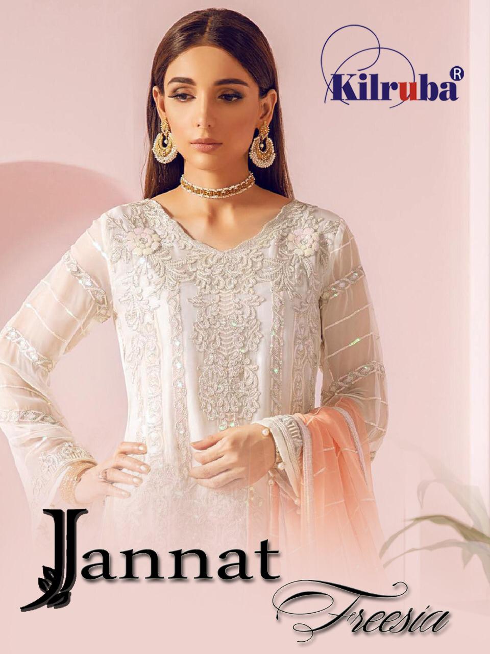 KILRUBA JANNAT FREESIA GEORGETTE NET PAKISTANI DRESS MATERIALS