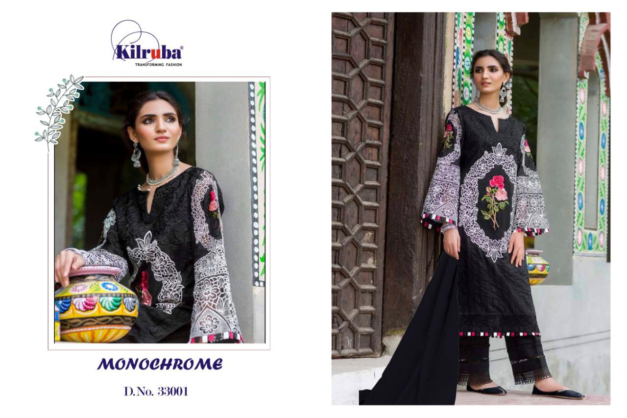 KILRUBA PRESENT MONOCHROME CAMBRIC COTTON EMBROIDERY BLACK COLOUR SPECIAL SUITS