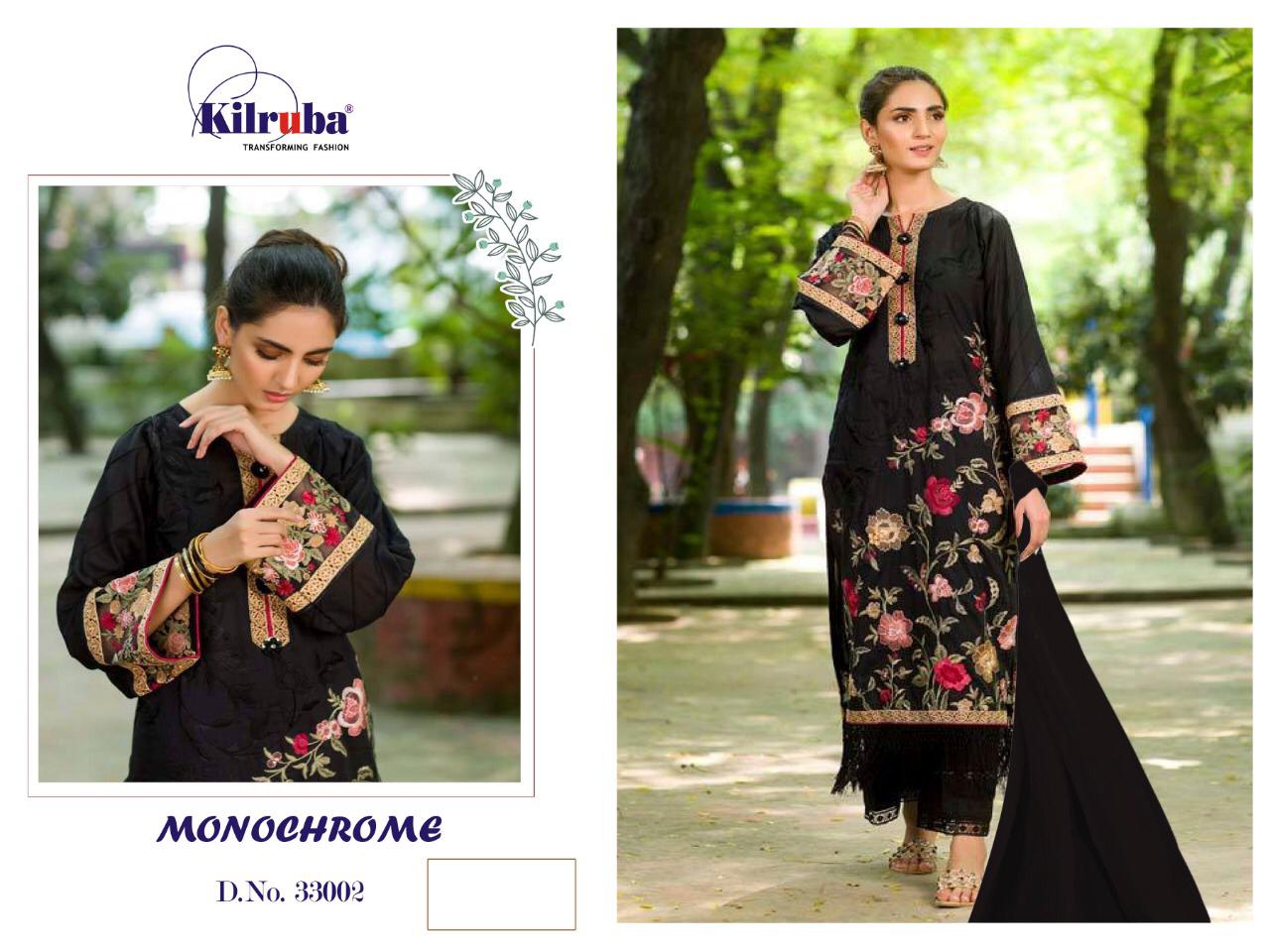 KILRUBA PRESENT MONOCHROME CAMBRIC COTTON EMBROIDERY BLACK COLOUR SPECIAL SUITS