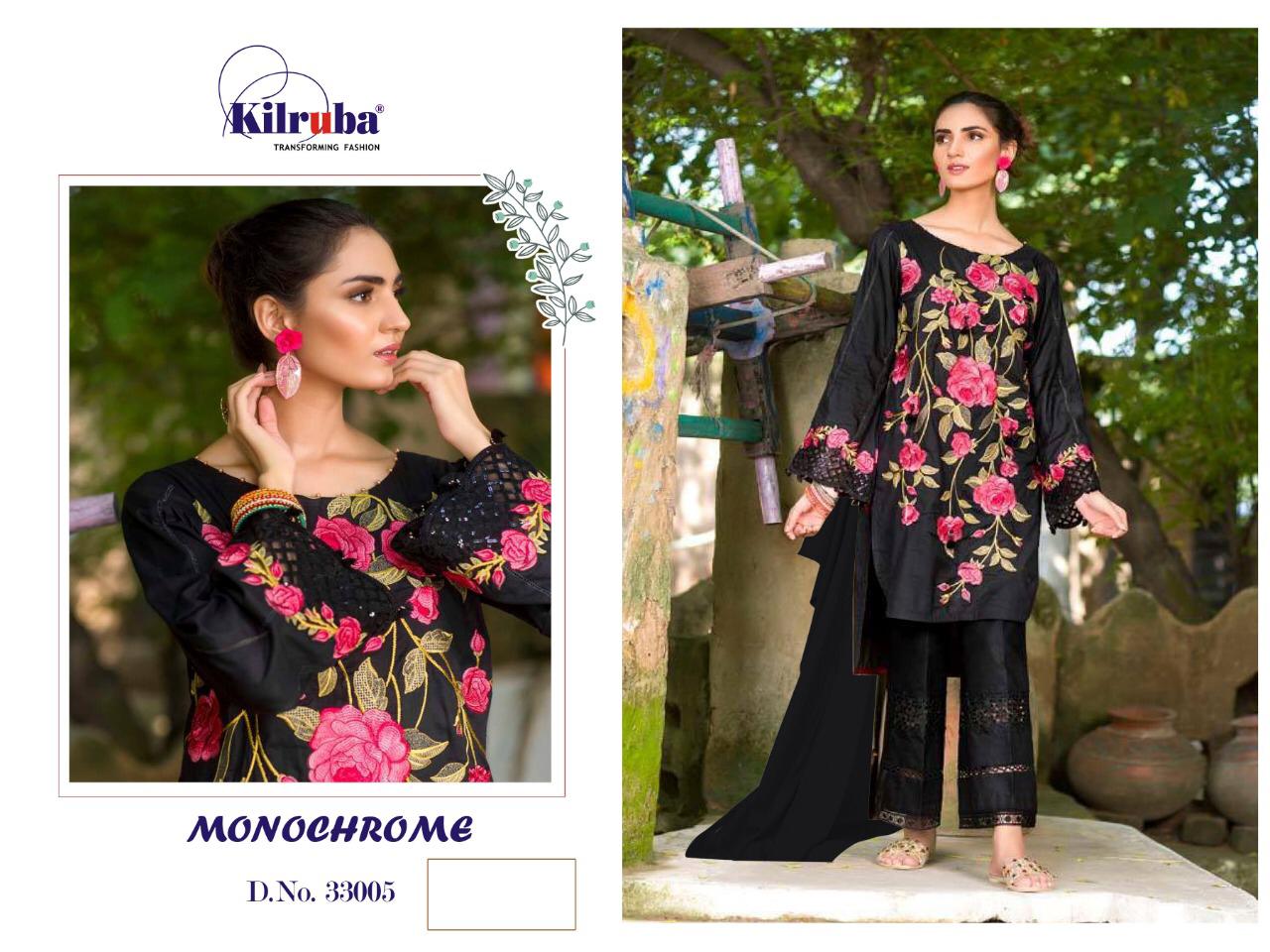 KILRUBA PRESENT MONOCHROME CAMBRIC COTTON EMBROIDERY BLACK COLOUR SPECIAL SUITS