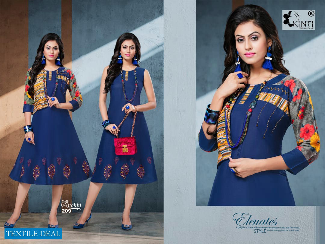 KINTI ANOKHI VOL 2 RAYON KURTI WITH JACKET COLLECTION INDIAN KURTI