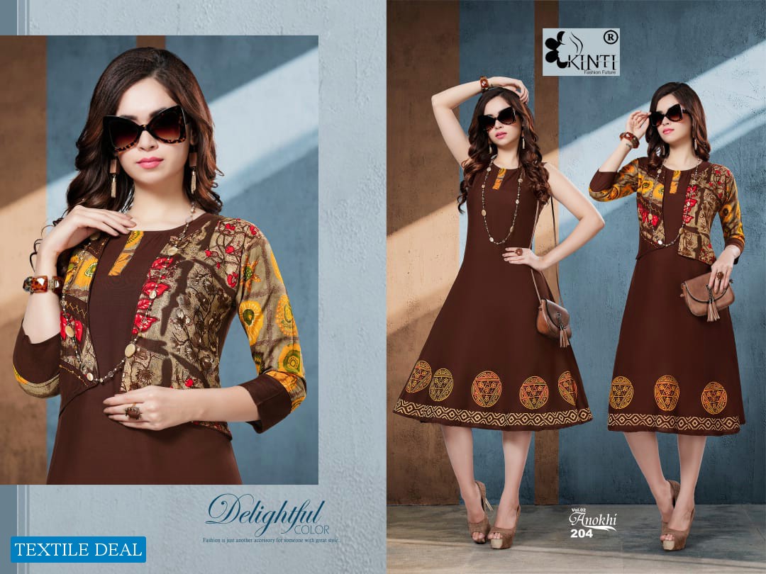 KINTI ANOKHI VOL 2 RAYON KURTI WITH JACKET COLLECTION INDIAN KURTI