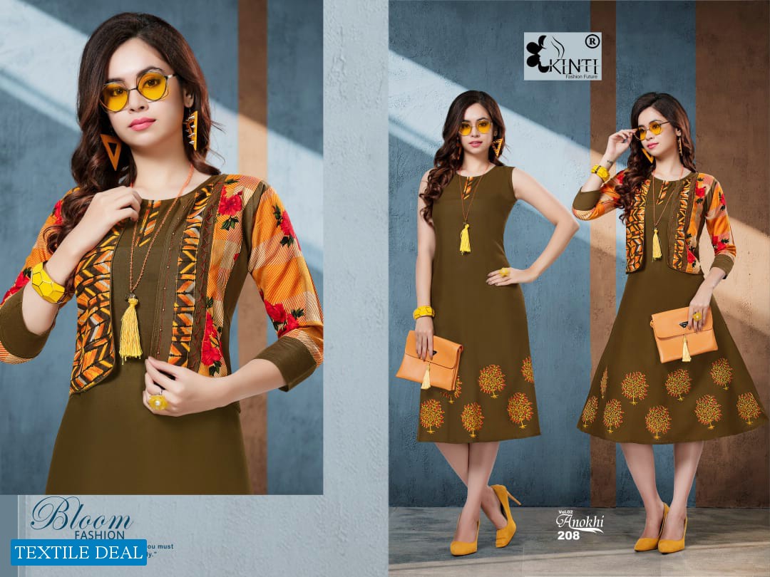 KINTI ANOKHI VOL 2 RAYON KURTI WITH JACKET COLLECTION INDIAN KURTI