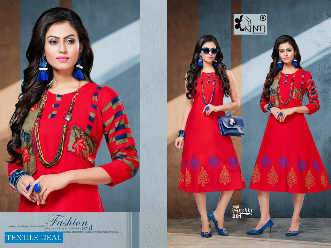 KINTI ANOKHI VOL 2 RAYON KURTI WITH JACKET COLLECTION INDIAN KURTI