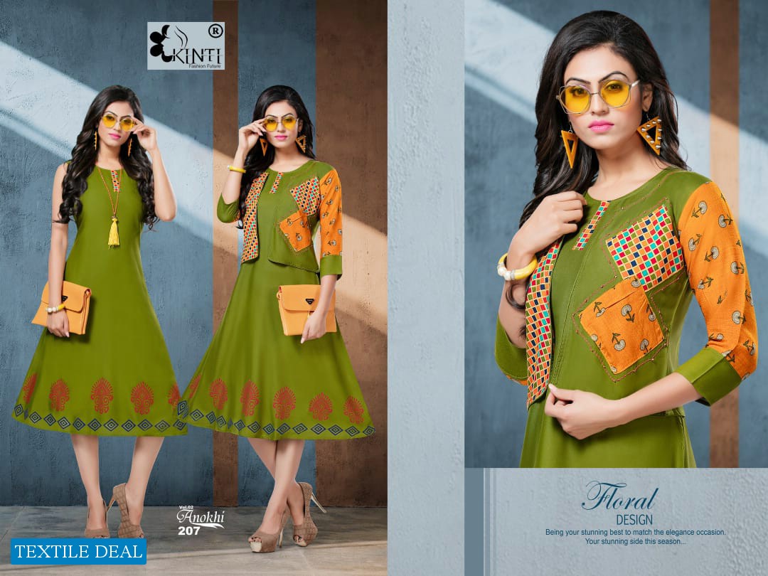 KINTI ANOKHI VOL 2 RAYON KURTI WITH JACKET COLLECTION INDIAN KURTI