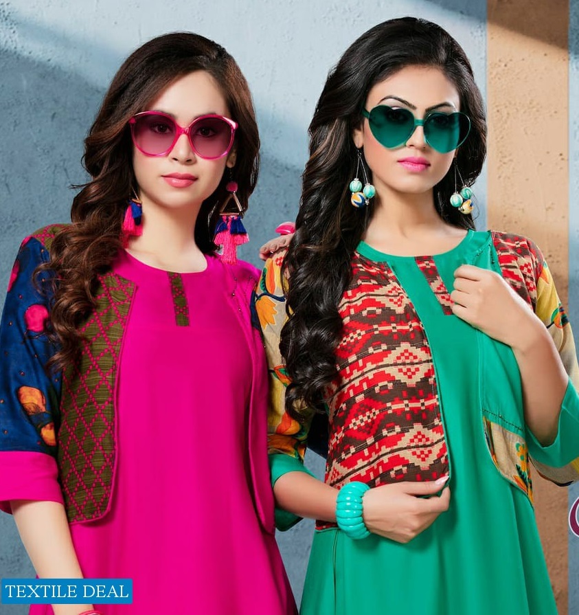 KINTI ANOKHI VOL 2 RAYON KURTI WITH JACKET COLLECTION INDIAN KURTI