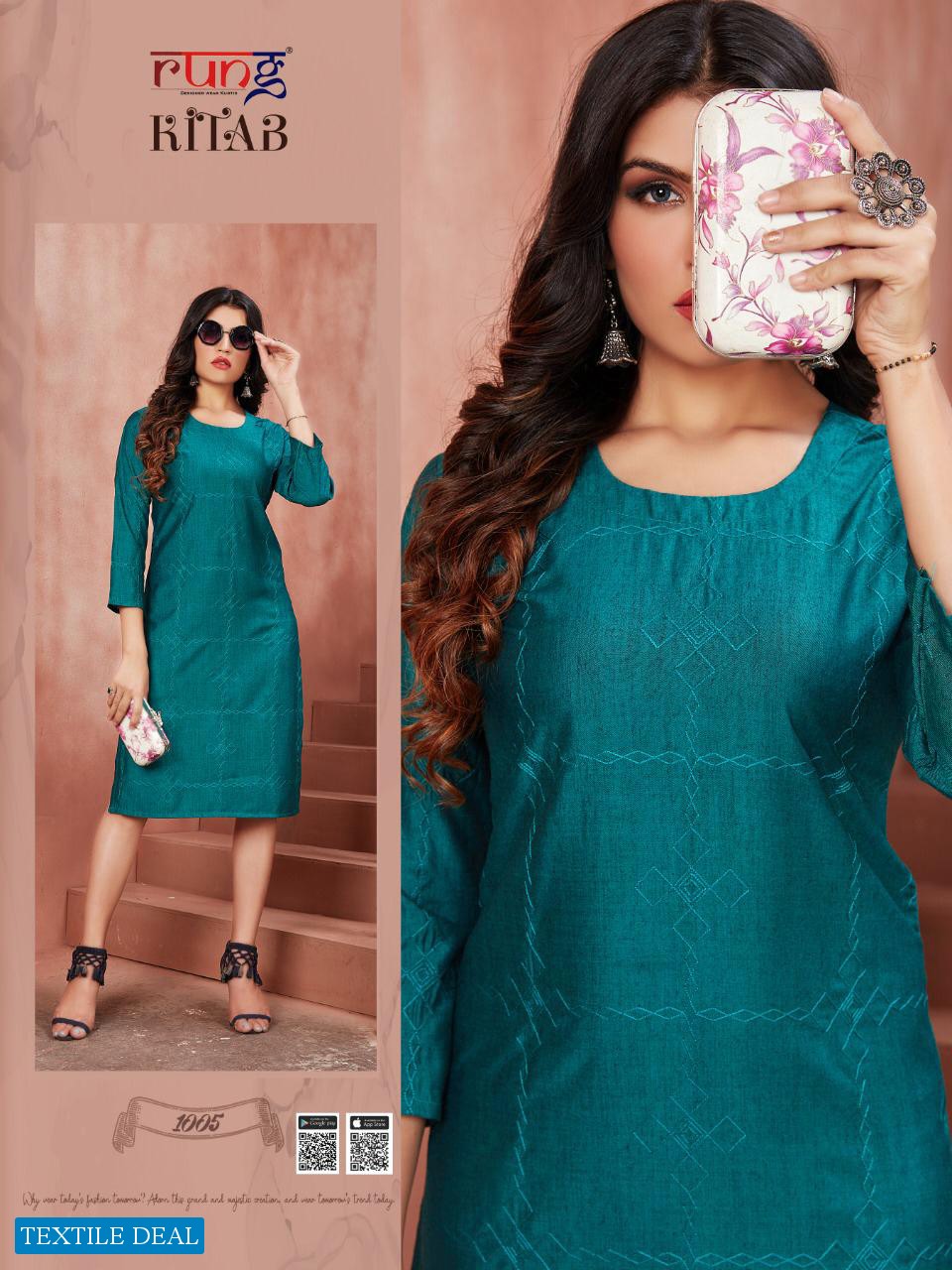 KITAB BY RUNG SILK RAYON SIMPLE LADIES KURTI COLLECTION