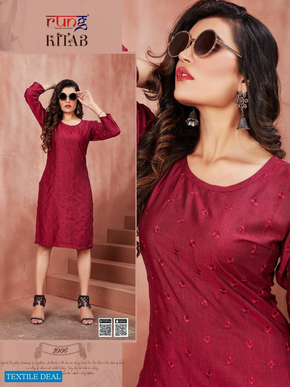 KITAB BY RUNG SILK RAYON SIMPLE LADIES KURTI COLLECTION