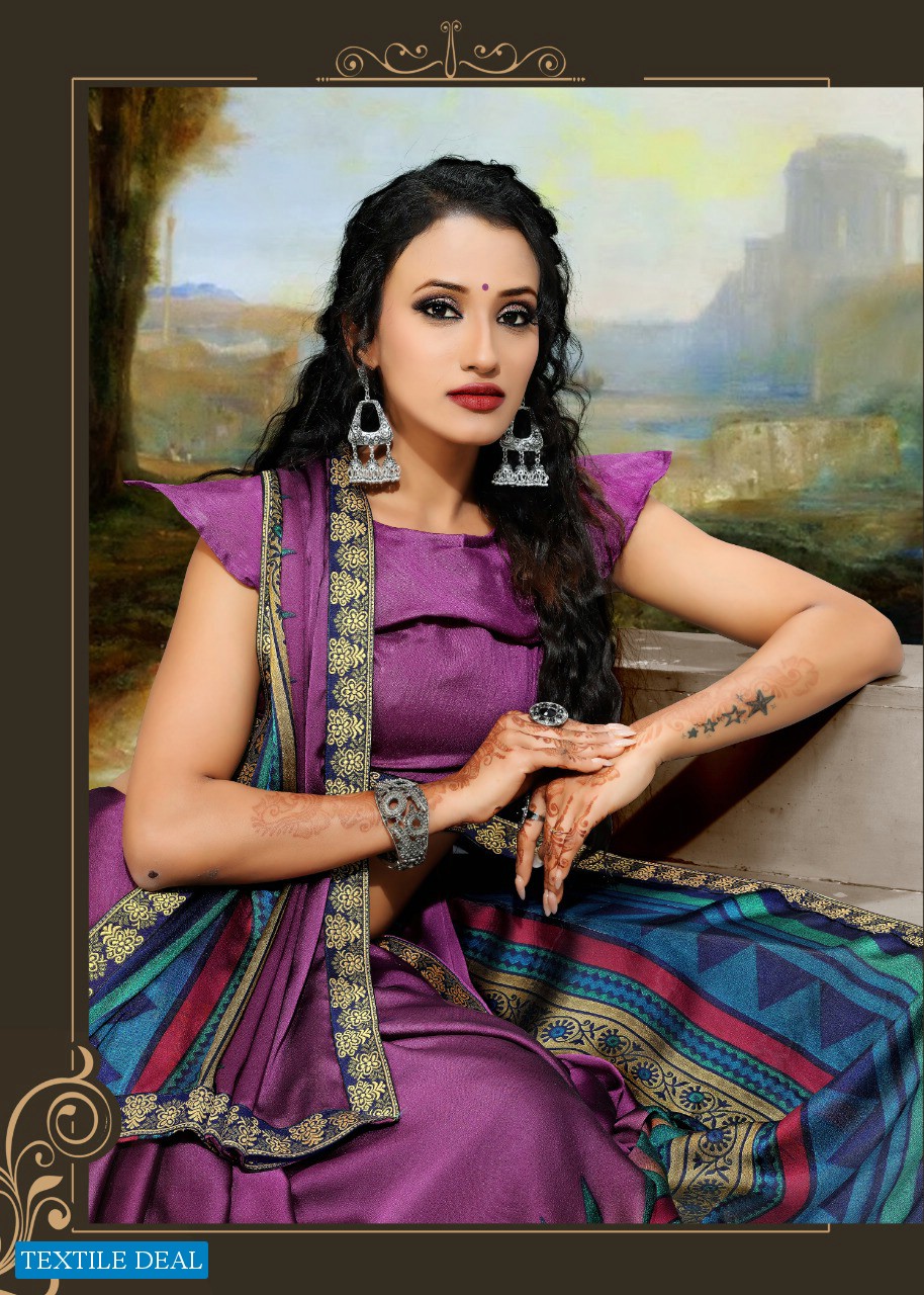 KOADS TWIST OF FASHION BLACK RANGOLI PRINT BORDER SARIS WHOLESALER