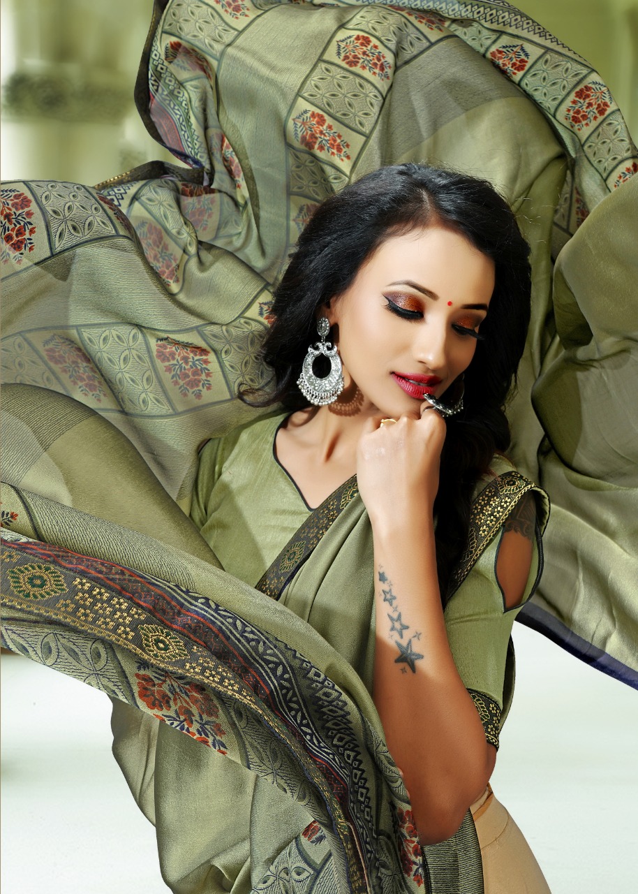 KODAS SITKA PRESENTS TWIST OF FASHION VOL 2 BLACK RANGOLI PRINT WITH BORDER SAREE
