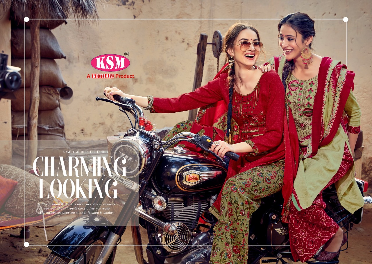 KSM Panjabi Queen Wholesale Pashmina Patiyala Dress Material