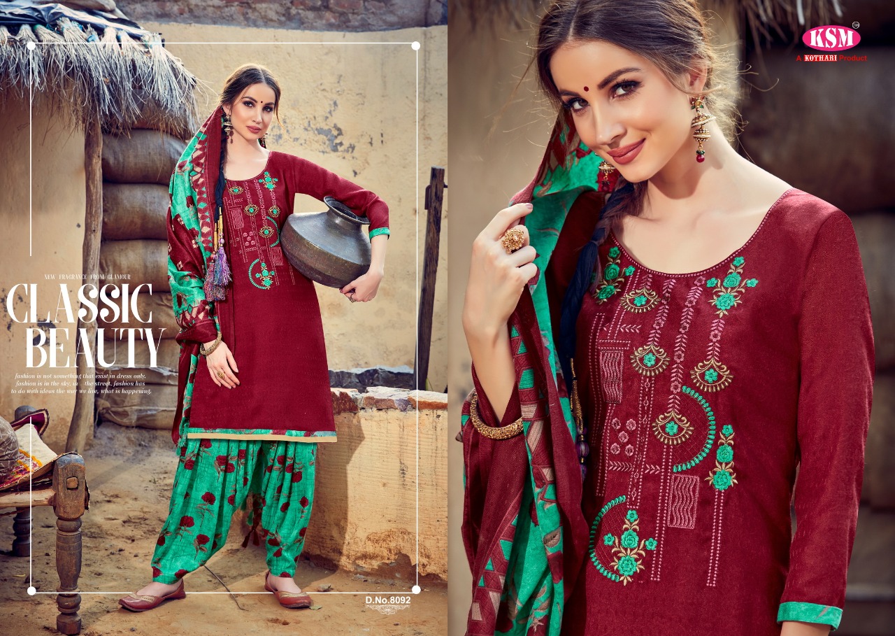 KSM Panjabi Queen Wholesale Pashmina Patiyala Dress Material