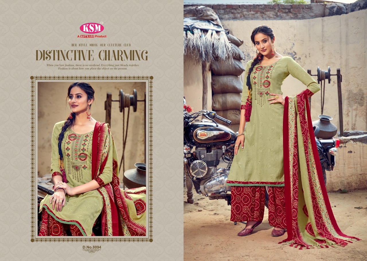 KSM Panjabi Queen Wholesale Pashmina Patiyala Dress Material