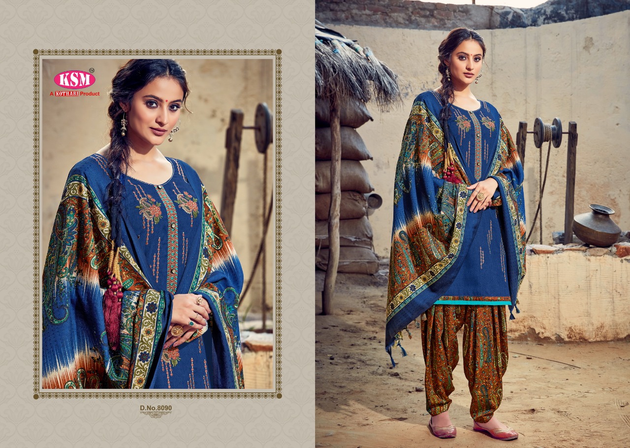 KSM Panjabi Queen Wholesale Pashmina Patiyala Dress Material