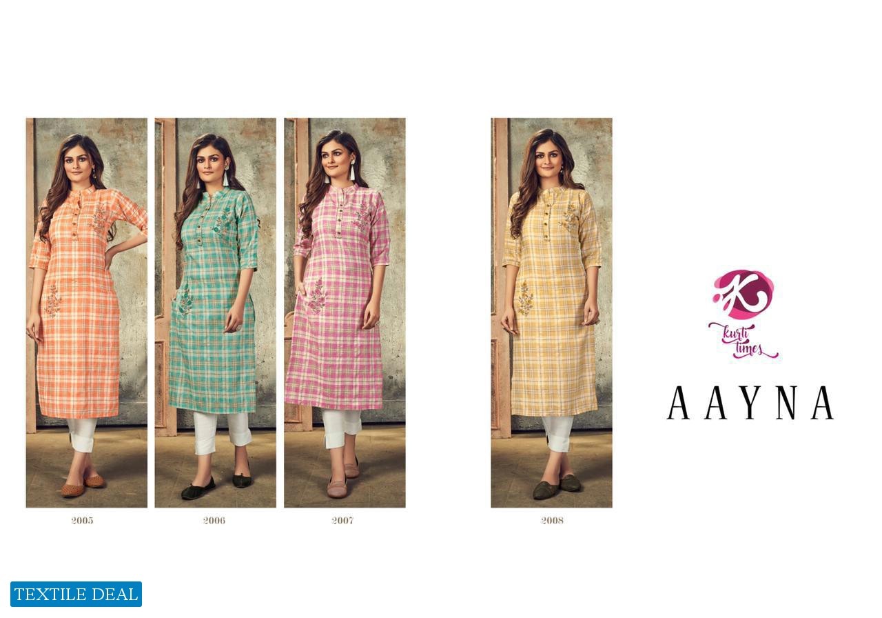 KURTI TIMES AAYNA COTTON HANDWORK SIMPLE LADIES KURTIS