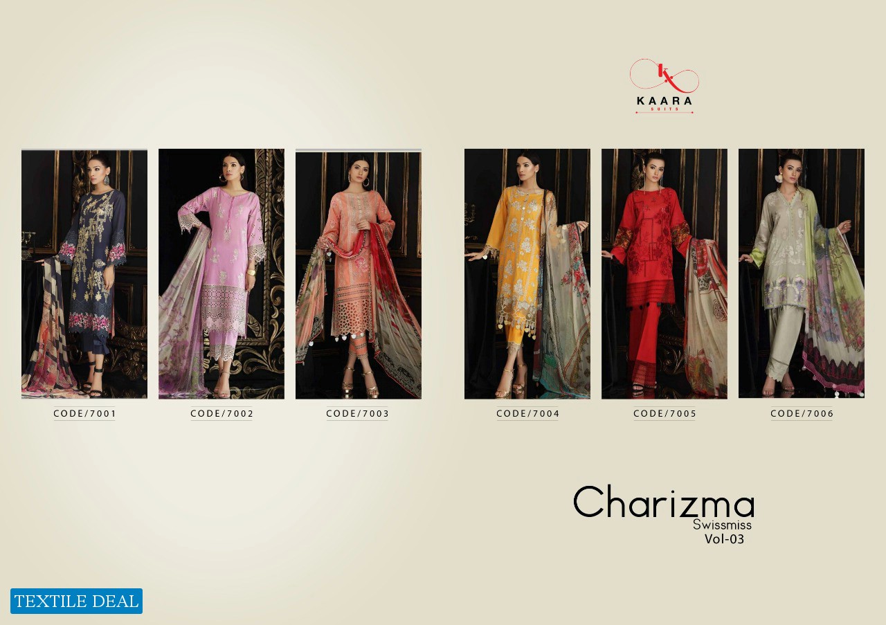 Kaara Charizma Swiss Miss Vol-3 Wholesale Pakistani Concept Dress Material