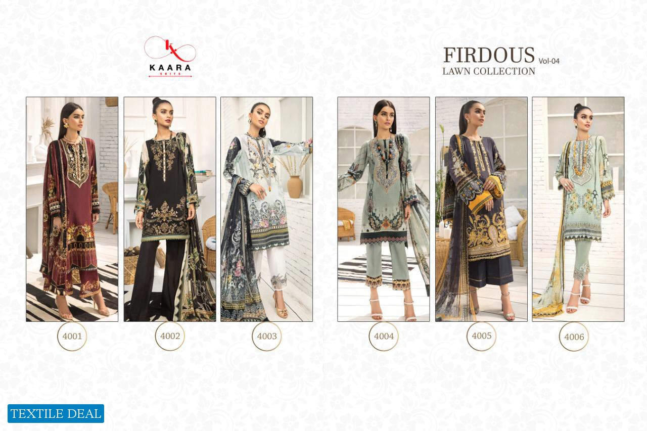Kaara Firdous Vol-4 Wholesale Pakistani Lawn Collection