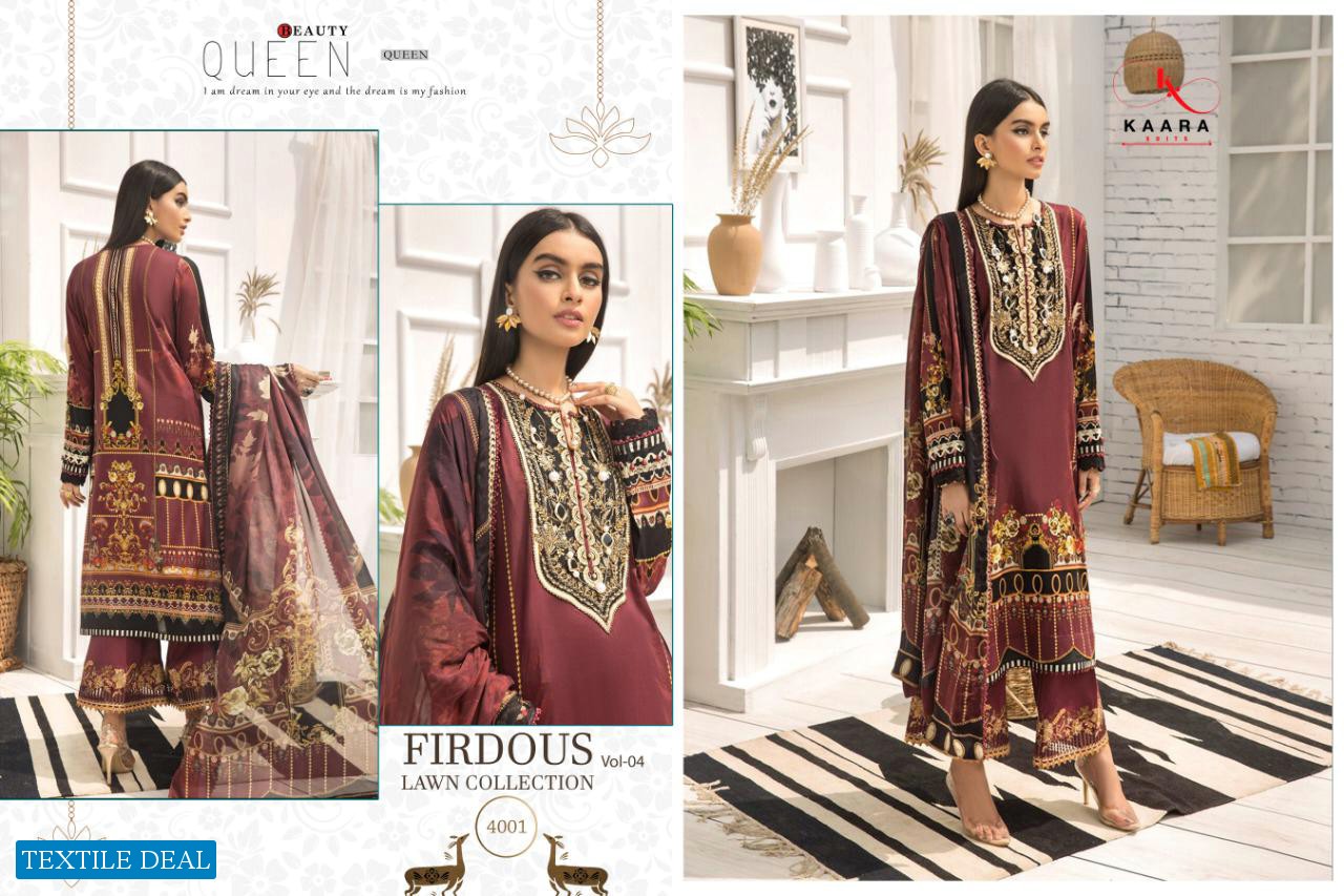 Kaara Firdous Vol-4 Wholesale Pakistani Lawn Collection
