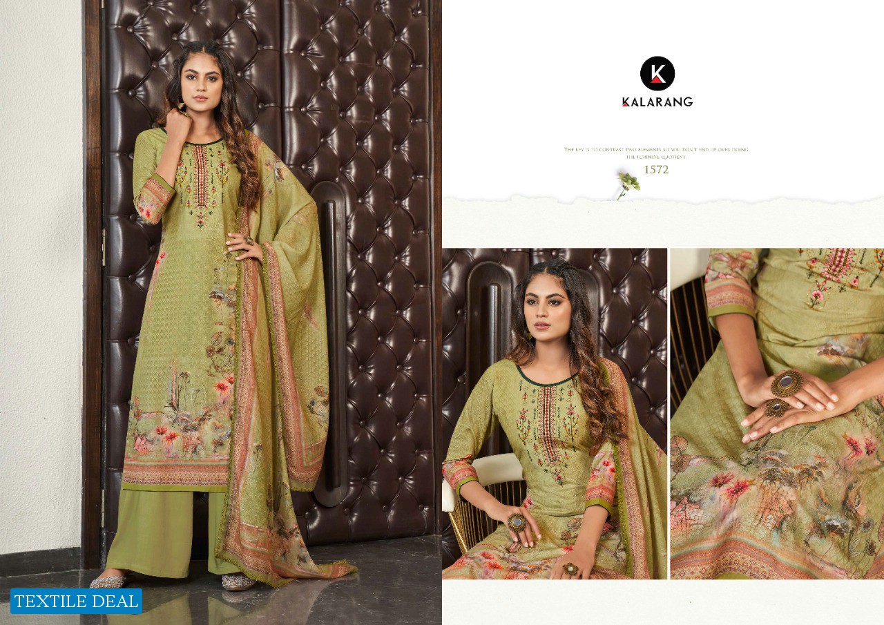 Kalarang Charming Vol-3 Wholesale Digital Muslin Print Embroidery Work Dress Material