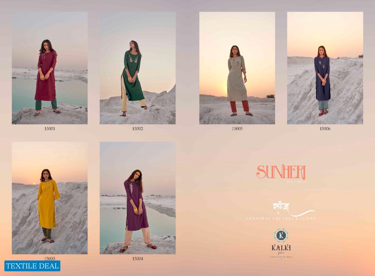 Kalki Sunheri Vol-4 Wholesale Full Stitch kurtis and pants