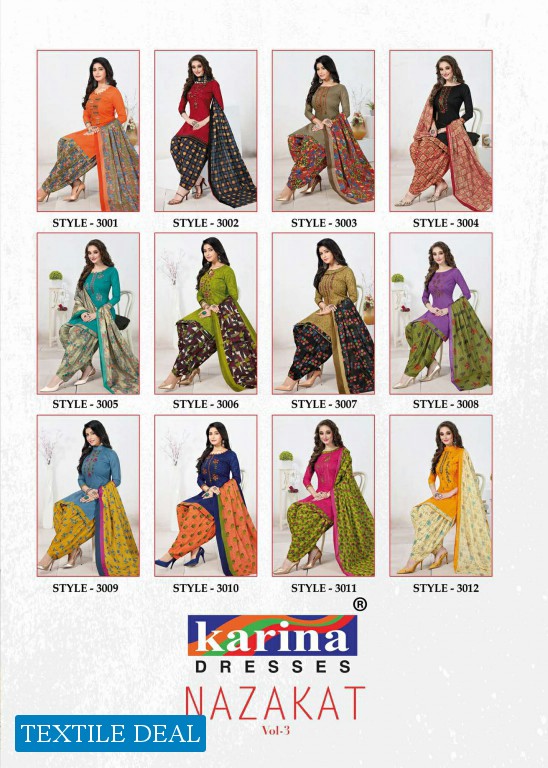 Karina Nazakat Vol-3 Wholesale Printed Dress Material