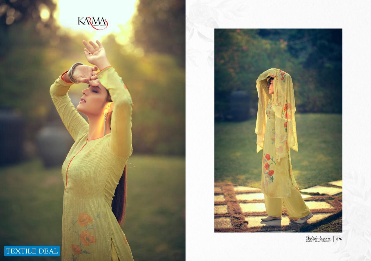 Karma Riwaaz 873 Series Wholesale Maslin Embroidered Dress