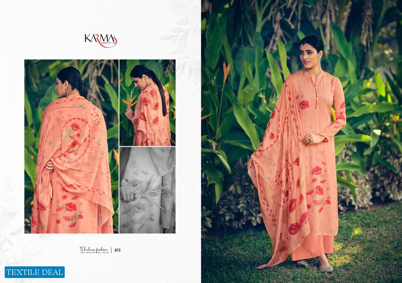 Karma Riwaaz 873 Series Wholesale Maslin Embroidered Dress