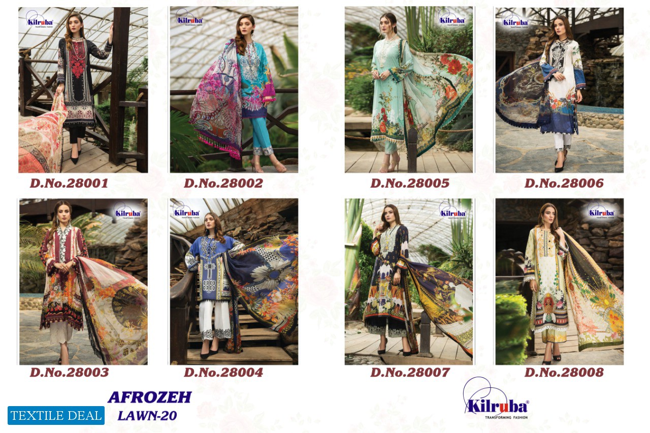 Kilruba Afrozeh Lawn-20 Wholesale Pakistani Concept Dress Material