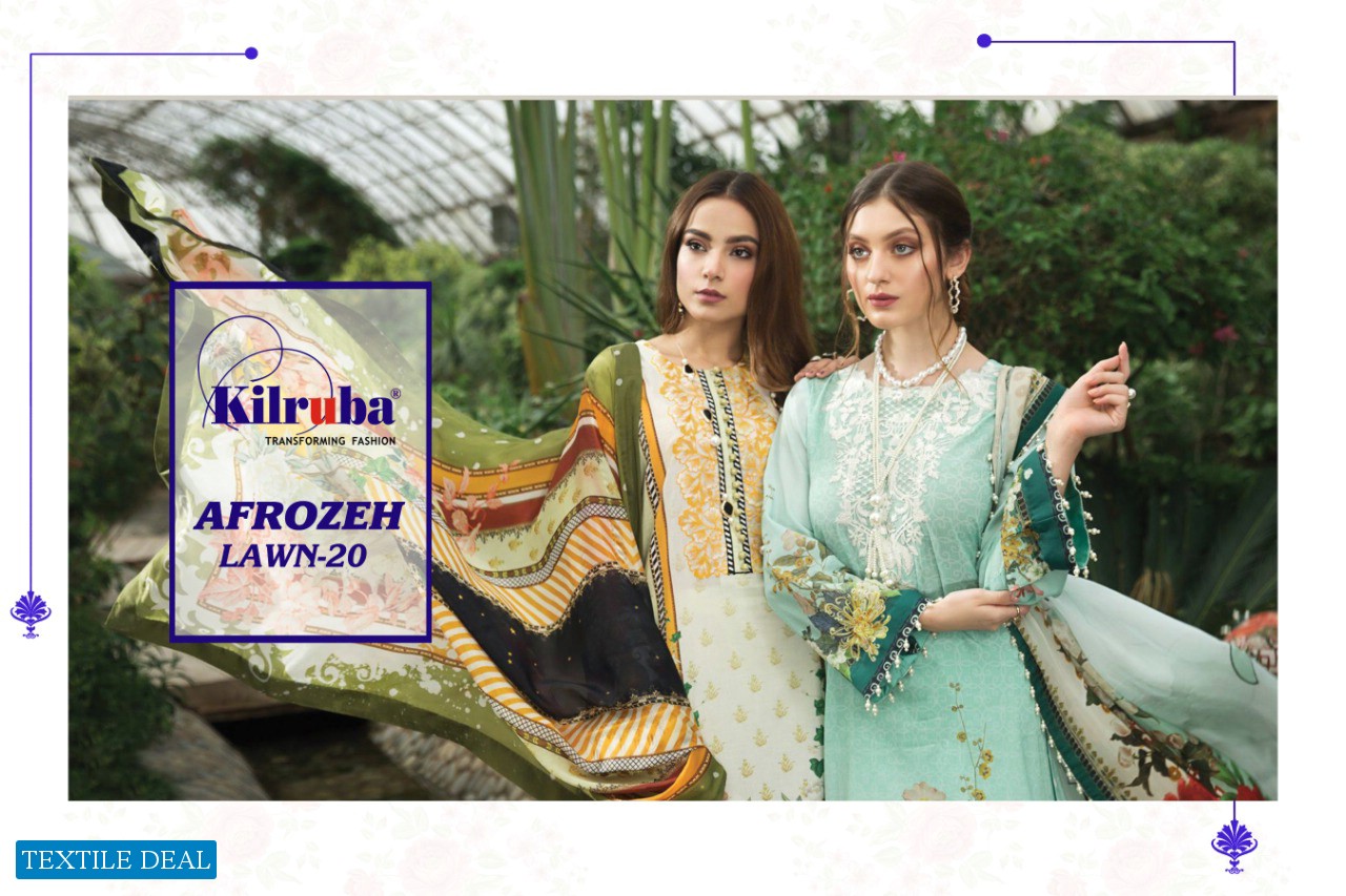 Kilruba Afrozeh Lawn-20 Wholesale Pakistani Concept Dress Material