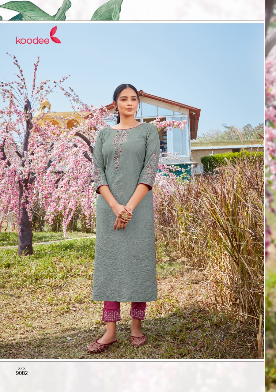 Koodee Mahi Vol-6 Wholesale Fancy Viscose Kurti With Pants