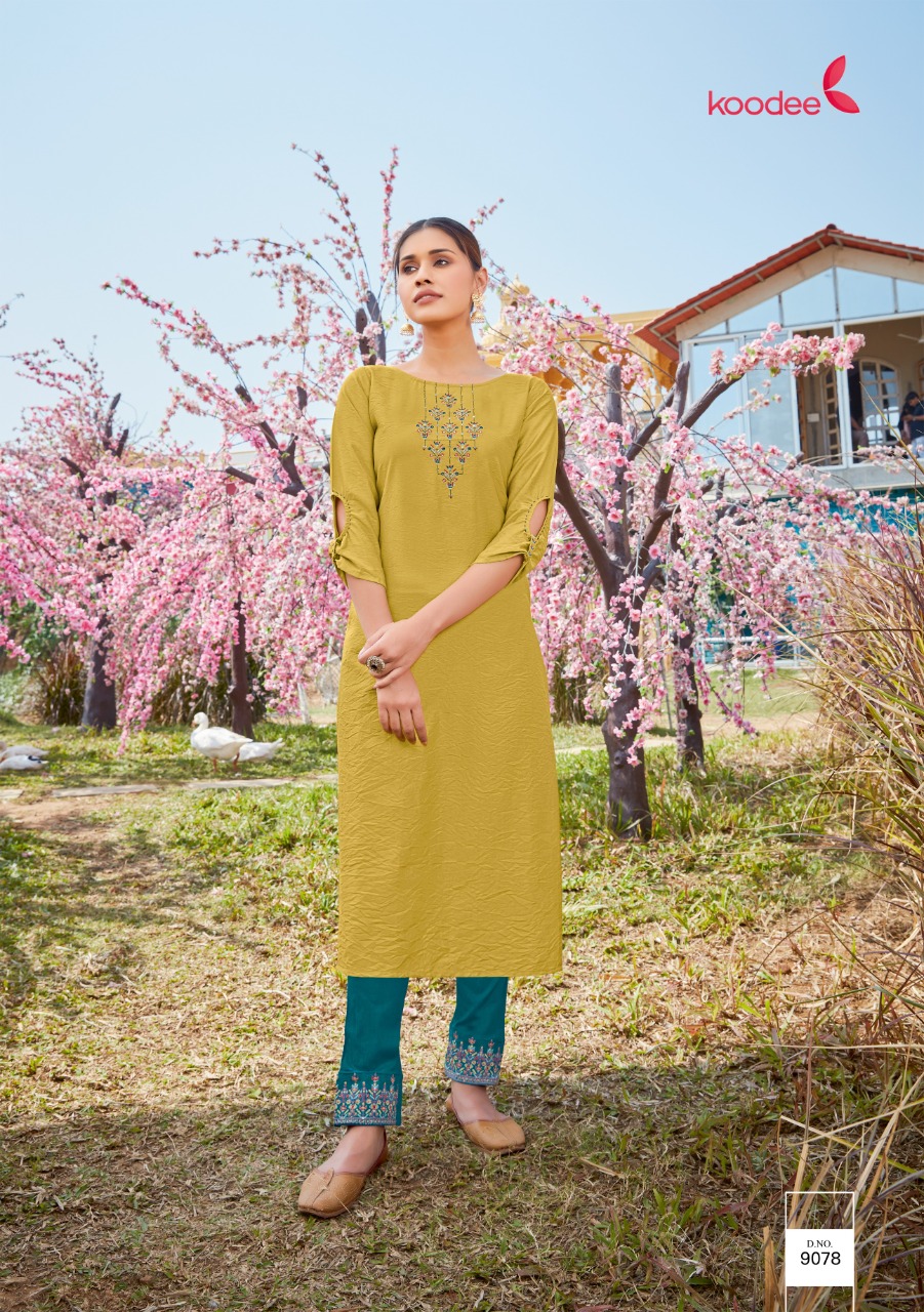 Koodee Mahi Vol-6 Wholesale Fancy Viscose Kurti With Pants